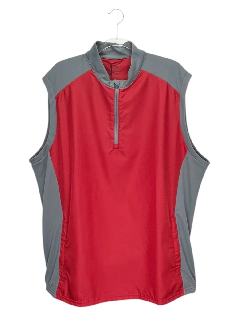Adidas Golf Wind Vest Mens Size XL Red & Gray Adiclub Sleeveless Quarter Zip NWT